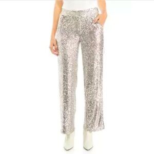Cable & Gauge Silver Sequin Sparkles Pants Trousers Holiday Worn Once.